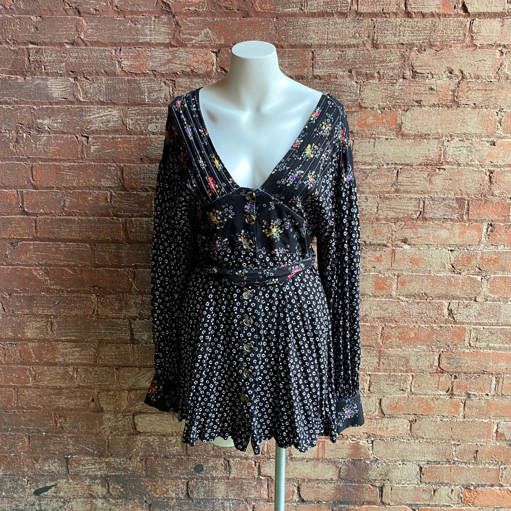 Free People Wonderland Mini Dress in Black